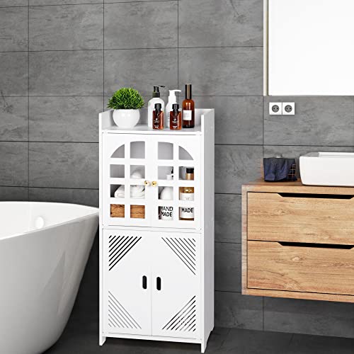 Tiasott LP-400 Storage Corner Cabinet, Free Standing With Shelf For Small Space, Bathroom Floor, Multiple Tiers Shelves Storage Furniture Home Organizer Rack cover