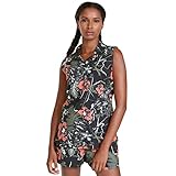4-Wege-Stretch PUMA Golf Damen Nassau ärmelloses Poloshirt Golfshirt, Puma Black-hot Coral, XX-Large