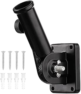 Flag Pole Holder Mounting Bracket Adjustable Flagpole Rod Hitch Bracket Multi-Position Flag Pole Mounting Bracket with Hardwares Aluminum Alloy Rust-Free Flagpole Holder (Black)