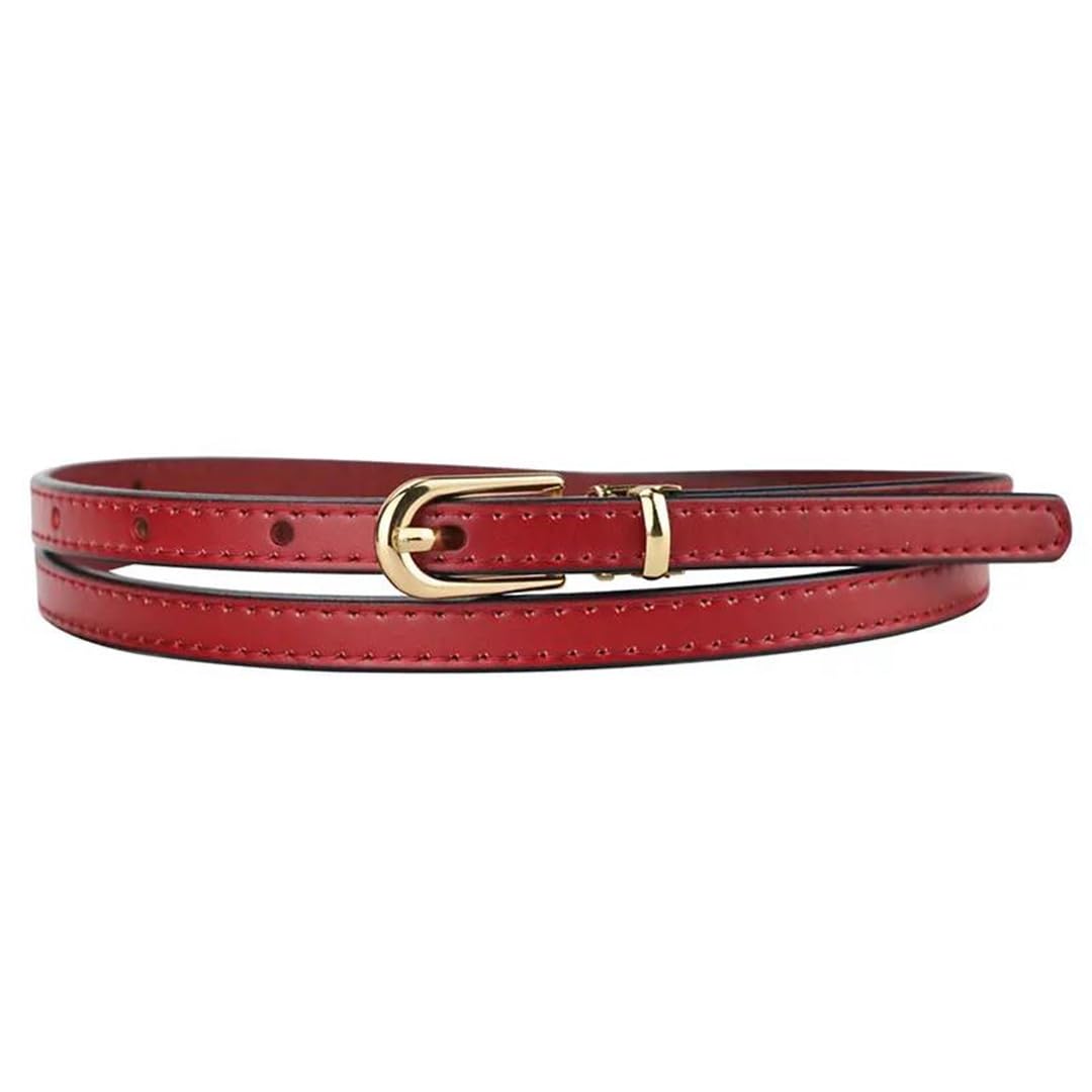 Cinturón fino de piel auténtica con hebilla de aleación para mujer, para jeans, vestidos, pantalones