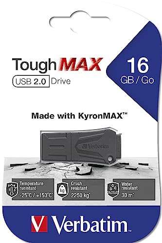 Verbatim Clé USB ToughMax 16Go I USB 2.0 I clé USB extrêmement résistante I pour Laptop Ordinateur Portable ultrabook TV autoradio I clé 2.0 I clé USB Longue durée I Noir
