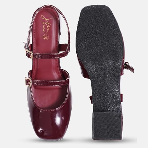 Image of JM LOOKS Women's Mary Jane Pumps, Chunky Low Block Heel, Double Adjustable Ankle Buckle Straps for Women & Girls