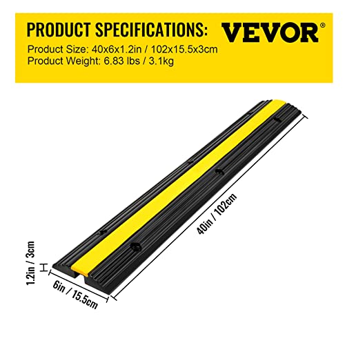 VEVOR 4 Pack of 1-Channel Rubber Cable Protector Ramps Heavy Duty 18000Lbs Load Capacity Cable Wire Cord Cover Ramp Speed Bump Driveway Hose Cable Ramp Protective Cover by VEVOR - Image 7