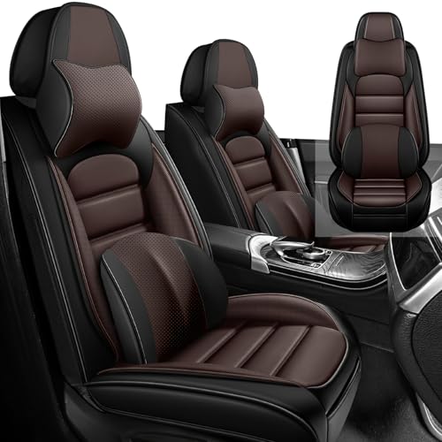 Image of Car Seat Cover Fit for Nissan 370Z 2009-2021,Compatible Airbag Non-Slip Waterproof Seat Cover,Car Seat Protector Premium Interior (Luxury 2 Seats,Black Coffee)