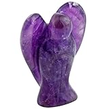 SUNYIK Purple Amethyst Carved Guardian Angel Natural Crystal Pocket Statues Figurines 1.5