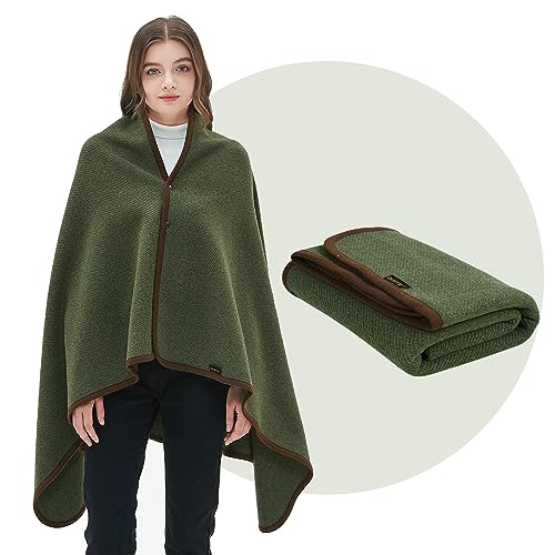 ACUSHLA Tragbare Kuscheldecke MerinoWolle Wolldecke warm Decke TV Decke Kuscheldecke (Wolle) – Geburtstagsgeschenke für Männer und Frauen (Olive)