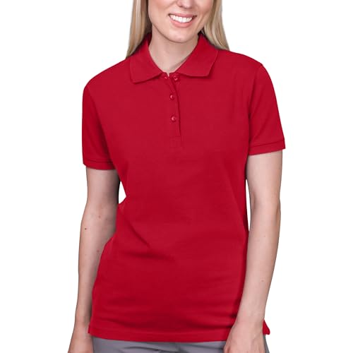 HRM Damen Heavy Stretch Polo, Rot, Gr. 5XL - Premium Polo-Shirt aus 95% Baumwolle & 5% Elasthan - Basic Polohemd bis 40°C Waschbar - Hochwertige & Nachhaltige Oberteile - Workwear