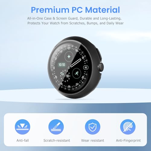 Coque Pixel Watch 4 45 mm anti-choc protège l'écran PC rigide