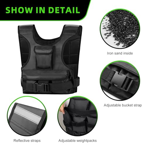 Adjustable Weighted Vest for Women, Customizable 0-12 lbs Strength Training Vest with 10 Removable Sandbag, Breathable Design, Reflective Safety Strips & Multi-Purpose Pockets for Running, Hiking, and Fitness by Fitrobust - Image 8