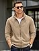 COOFANDY Men's Quilted Jackets Full Zip Mock Neck Sweatshirts Lightweight Hoodless Jacket Fall 2025 Khaki