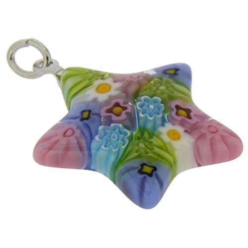 Glassofvenice Murano Glass Millefiori Star Pendant - Pastels #TOP1