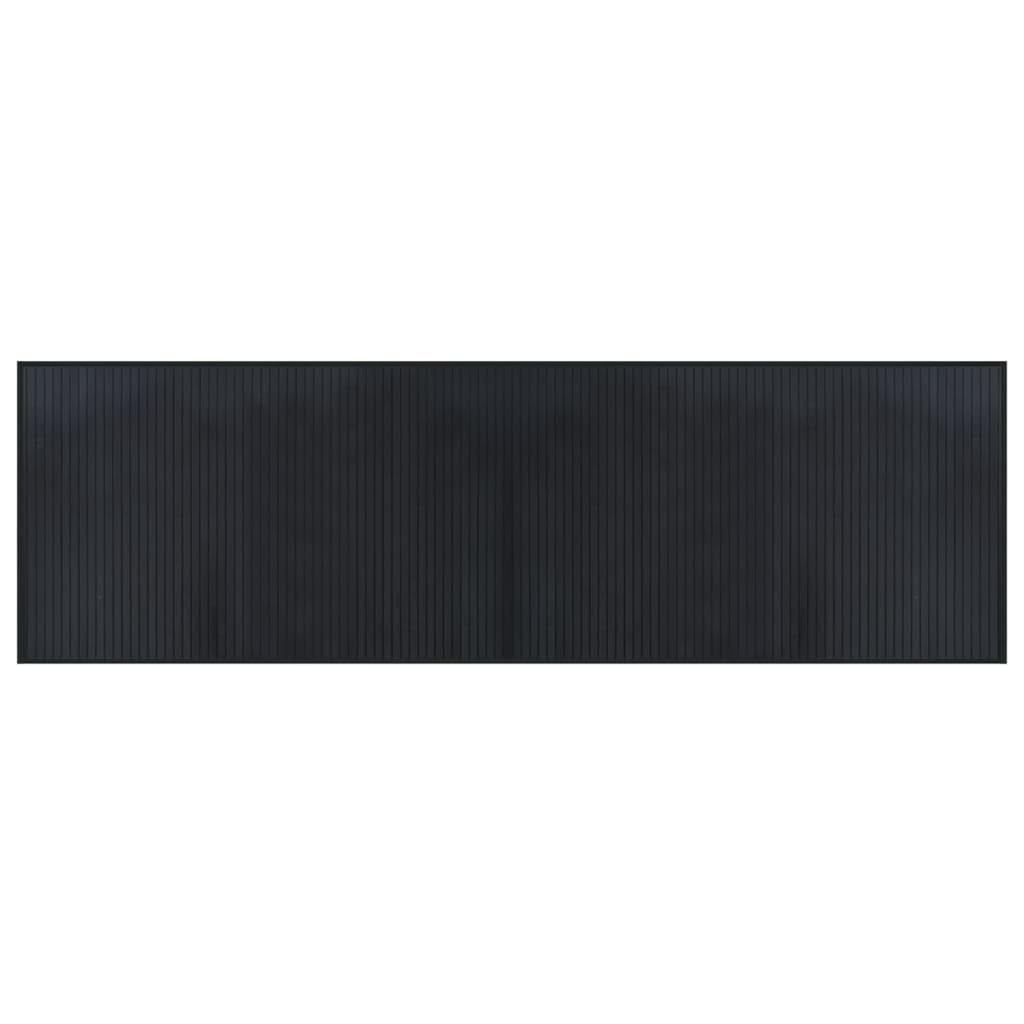 Bambusteppich Schwarz 60x200 cm - Moderner Küchenläufer rutschfest & Robust - Pflegeleichte Bambusmatte Rechteckig für Wohnzimmer, Flur und Essbereich