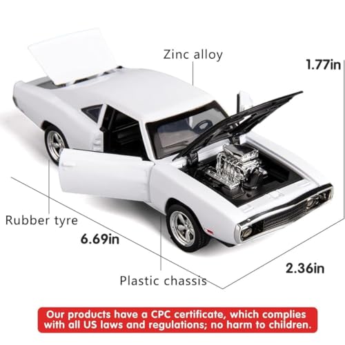Image of Exclusive Alloy Metal Pull Back Die-Cast Car Diecast Metal Pullback Toy Car with Openable 6 Doors,Light Music Boys Gifts Toys (F & F 7 Dodge Charger - Multicolor)
