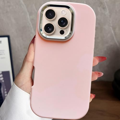 Image of KC Back Cover for Redmi Note 14 Pro 5G / 14 Pro Plus 5G / Poco X7 5G - Electroplated Crome Metal Ring | Soft Silicone | Full Camera Protection | Shockproof Bumper Case (Pink)