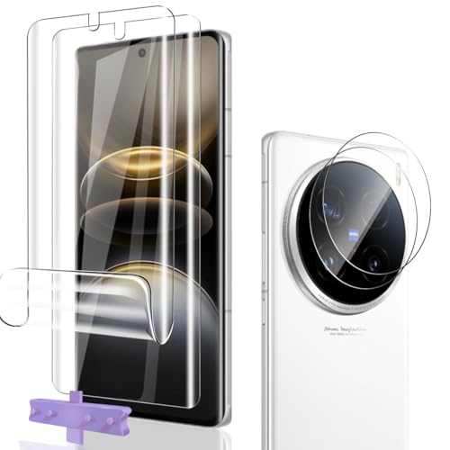 Phlleyaa Schutzfolie für VIVO X100 Ultra TPU 2 Stück + VIVO X100 Ultra Panzer Schutz Glas Kameraschutz 2 Stück[2+2 Stück],Leichte Montage Bläschenfrei für Panzerglas Folie für VIVO X100 Ultra