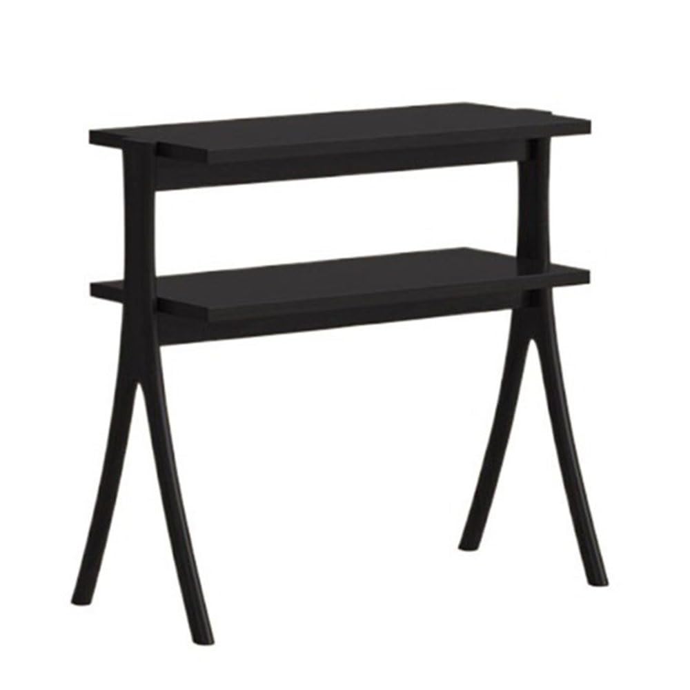 ZTHYSHOZ Coffee Table Double-Layer Sofa Side Table Wooden Storage Rack Retro Living Room Corner Open Compartment(Black)