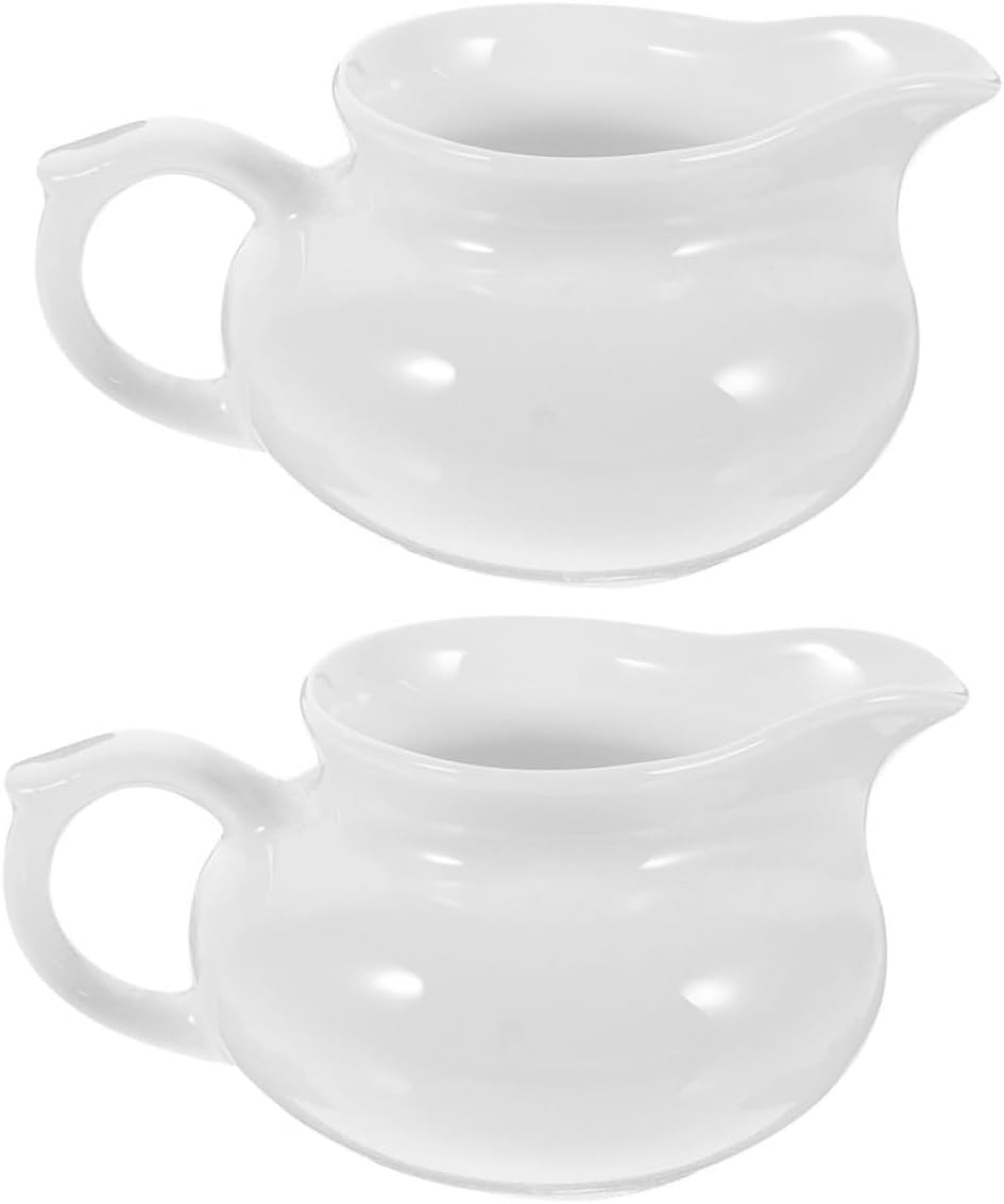 PRETYZOOM 2 Pcs Ceramic Sauce Pot Practical Small Gravy Kitchen Gadgets Handheld Dispenser Ceramic Sauce Boat Sauce Pitcher Portable Sauce Boat Sauce Boat with Handle White Ceramics