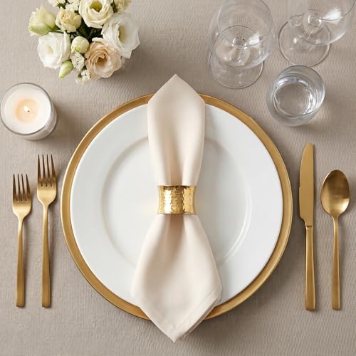 Hemmed Edge Cloth Dinner Napkins Set of 12 18x18 Inch - Almond Beige, Soft Spring Basket Décor Dinning Table Linen Napkin Ideal for Kitchen, Wedding | Decorative Washable Banquet Mother's Day Napkin by THE BEER VALLEY - Used condition - Image 6