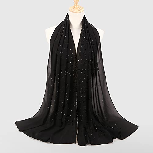 OBEEII Women Chiffon Rhinestone Scarf Muslim Hijab Long Head Wrap Scarves2