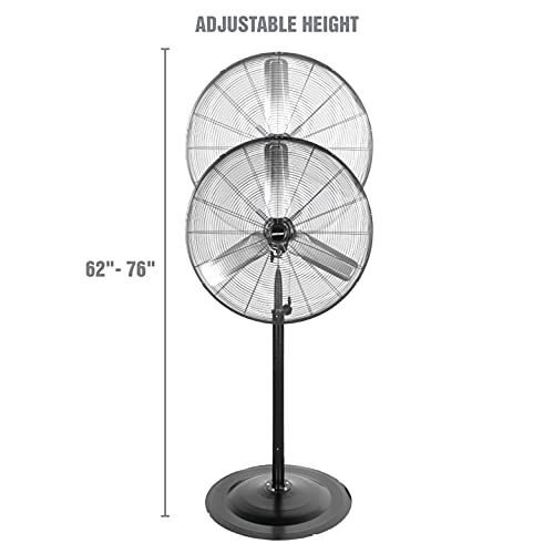Oemtools Oem24873 30 Inch Non-Oscillating Pedestal Fan, 6000 Cfm Max. Industrial Fan, Adjustable Height Between 62 And 76 Inches, 6 Ft. Ul Listed Cord #TOP2