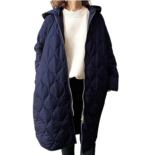 Image of Womens Down Jacket Pure Color Loose Fit Puffer Coat Natural Down Filling Thermal Mid Length Outerwear Jacket Soft Packable Mountaineering