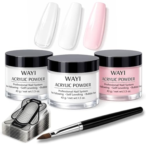 Polvo acrílico para uñas 3 colores 43g blanco claro rosa miniatura 1