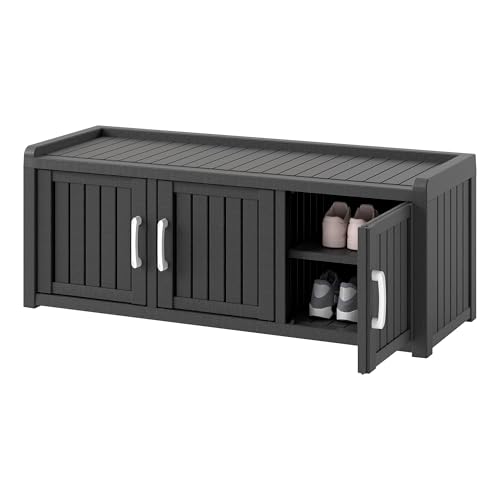 KAMABOKO Outdoor Shoe Storage Cabinet with 3 Barn Doors