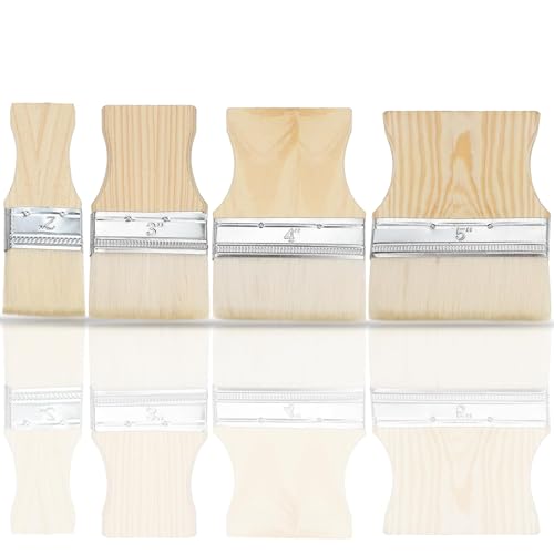 4 Stück Flächenpinsel 4.5/7/9.5/11 cm Breiter Pinsel Flachpinsel Acrylmalerei Künstlerpinsel Verwaschpinsel Wiederverwendbares Pinsel Set Wollpinsel für Acrylfarben Öl Aquarell Leinwand Malgrund