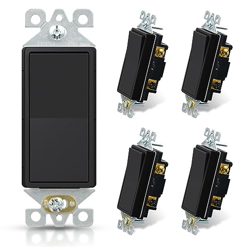 ELEGRP Matte Black 3 Way Decorative Light Switch, 15Amp, 120/277 Volt, AC Decorator Rocker Paddle Wall Switch Replacement, Self-