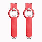 2-in-1 Magnetic Soda Can & Beer Bottle Opener-Dual Magnets for Fridge & Cap Catcher, Heavy Duty Stainless Steel, Perfect for Big Hands,Long nails, RV, Bartender, Gift for Father, Red, Openpro 2 Pack