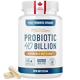 Probiotic 40 Billion CFU + Prebiotics | Guaranteed Potency Synbiotic Capsules | Delayed Release, Shelf Stable | For Women and Men Digestive Health Support Supplement | Made in Canada | 60 Ct.