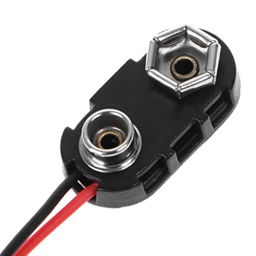 xunzhan 9V Battery Clip Connector I Type Tinned Wire Leads 150mm Black Red