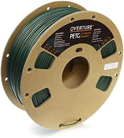 OVERTURE PETG Filament 1.75mm,3D Printer Filament PETG,1kg Spool (2.2lbs),Dimensional Accuracy +/-0.03mm,Fit Most FDM Printer(Rock White)