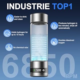 Feelhap Bouteille d'Eau Hydrogène,Générateur d'Eau Hydrogène Portable,450ML Générateur d'Eau Ioniseur Rechargeable avec Technologie SPE et PEM,Jusqu'à 6850PPM,Eau Riche en Hydrogène en 6 Minutes