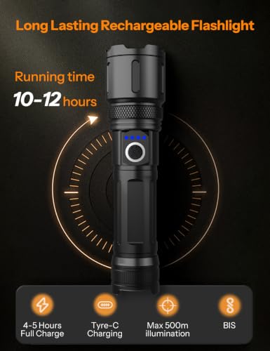 UN1QUE 20000 Lumens High Power Torch Light Flashlight (Black) - Image 5