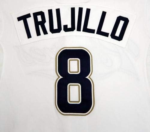 Miniatura 6 de San Diego Padres J.J. Tujillo #8 Game Issued White Jersey - Game Used MLB Jerseys