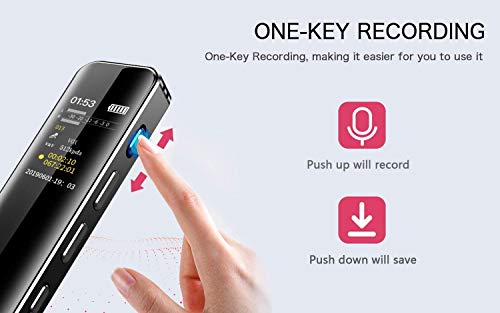 16GB Digital Voice Recorder, Voice Activated Recorder for Lecture, Meetings, Audio Voice Recorder with MP3 Player, with Rechargeable Stereo HD Recording Voice, USB, Password, Variable Speed - Thumbnail 3