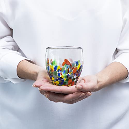 Handmade Con Amor - 9 Oz Hand Blown Mexican Drinking Glasses - Set Of 6, 9 Fl Oz Each, Confetti #TOP1