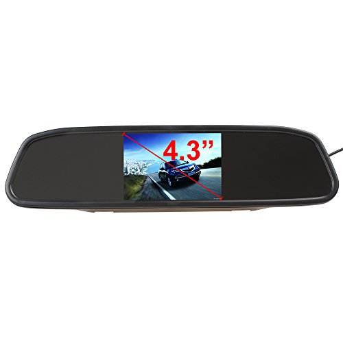 Ponpy 4.3" Tft Color Lcd Screen 2 Video Input Car Rear View Mirror Monitor Vehicle Parking In-Mirror Monitor For Dvd/Vcr/Car Reverse Camera #TOP3