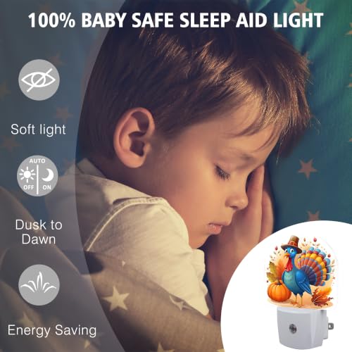 Image of Night Light, Dusk to Dawn Night Light Plug in, Fall Thanksgiving Turkey | Fall Thanksgiving Night Light for Kids,0.5w Energy Saving,Sleep Friendly,Nightlight for Hallway Stairway Kitchen Bedroom