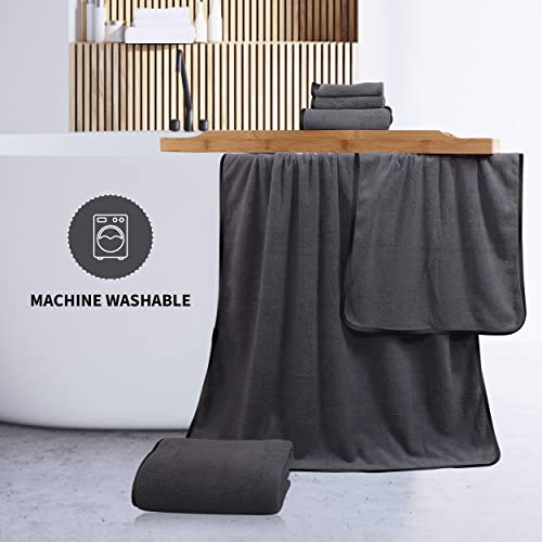 Cosy Family Microfiber 8-Piece Towel Set, 2 Bath Towels, 2 Hand Towels, and 4 Wash Cloths, Ultra Soft Highly Absorbent Towels for Bathroom, Gym, Hotel, Beach and Spa (Dark Grey) - Image 8