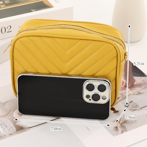 Yellow Purse For Women, Small Yellow Leather Shoulder Crossbody Camera Bag, Butter Handbag, Zipper Design, Fashionable And Versatile, For Work, Travel Or Party, With 1 Leather Pendant Accessory2