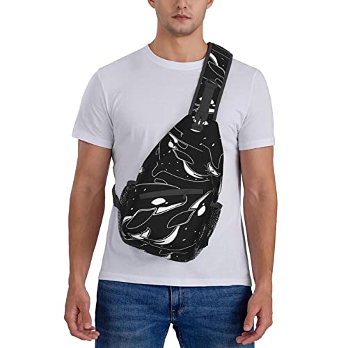 Mochila tipo sling Crossbody negra unisex para trekking miniatura 6