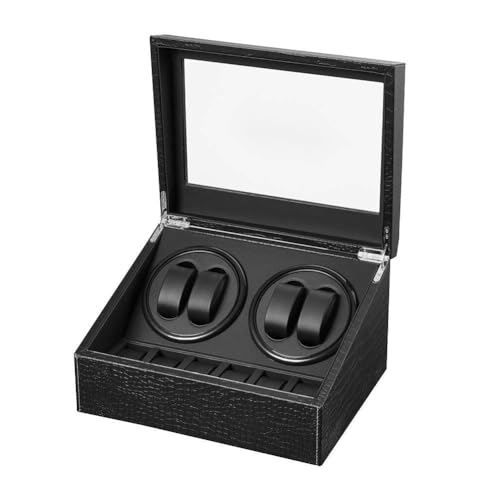 LINGFANSTORE Automatische Uhrenbeweger Box,luxuriöser Uhrenbeweger,Uhrengehäuse mit leisem Mabuchi Motor,PU-Leder Uhrengehäuse mit Netzteil,Lagerung Schmuckschatulle (Muster der Krokodile)