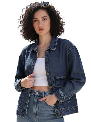 Image of Urbano Fashion Women's Relaxed Fit Full Sleeve Utility Denim Jacket