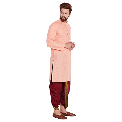 Image of SOJANYA (Since 1958 Men's Brown and Black Cotton Dhoti Kurta Set