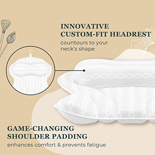 Spirity Ergonomic Bath Pillow Neck and Back Support - Comfortable Neck Pillow for Relaxation - 3D Air Mesh Technology - Whirlpool - Bath Pillow with Strong Suction Cups - Bath Pillow (Comfort Line)