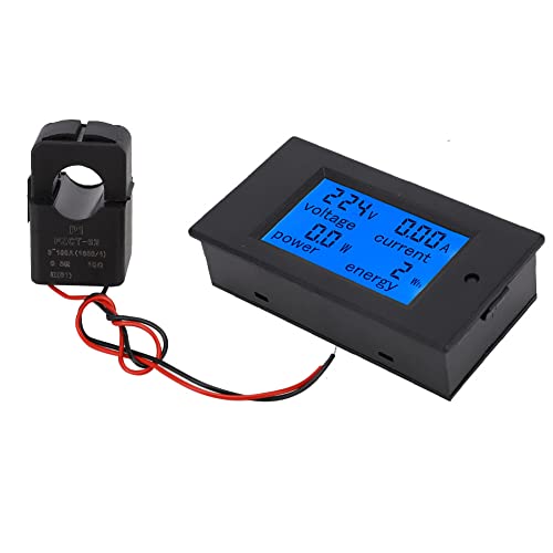 Pantalla Digital Monitor de Energía Voltaje Corriente Multímetro PZEM-061 22kW 100A, Función de Alarma de Sobrecarga, Retroiluminación y Aviso de (PZEM-061 (transformador tipo
