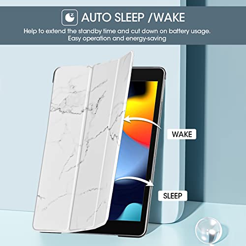 Image of ProCase for iPad 9th / 8th / 7th Generation Case 10.2 Inch (2021 /2020 /2019 Release), 10.2 iPad Case 9th / 8th / 7th Gen Cover, Slim Smart Cover with Translucent Hard Shell Back -Whitemarble