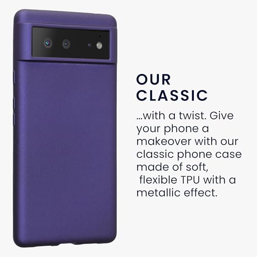 kwmobile Case for Google Pixel 6 Case - Soft Slim Metallic TPU Silicone Cover - Metallic Blue Violet - Image 3